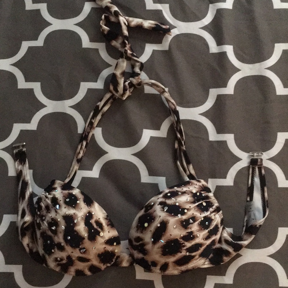 Leopard Rhinestone Bikini Size Medium